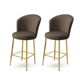 Hanah Home Juego de 2 Taburetes de Bar Antracita y Dorado